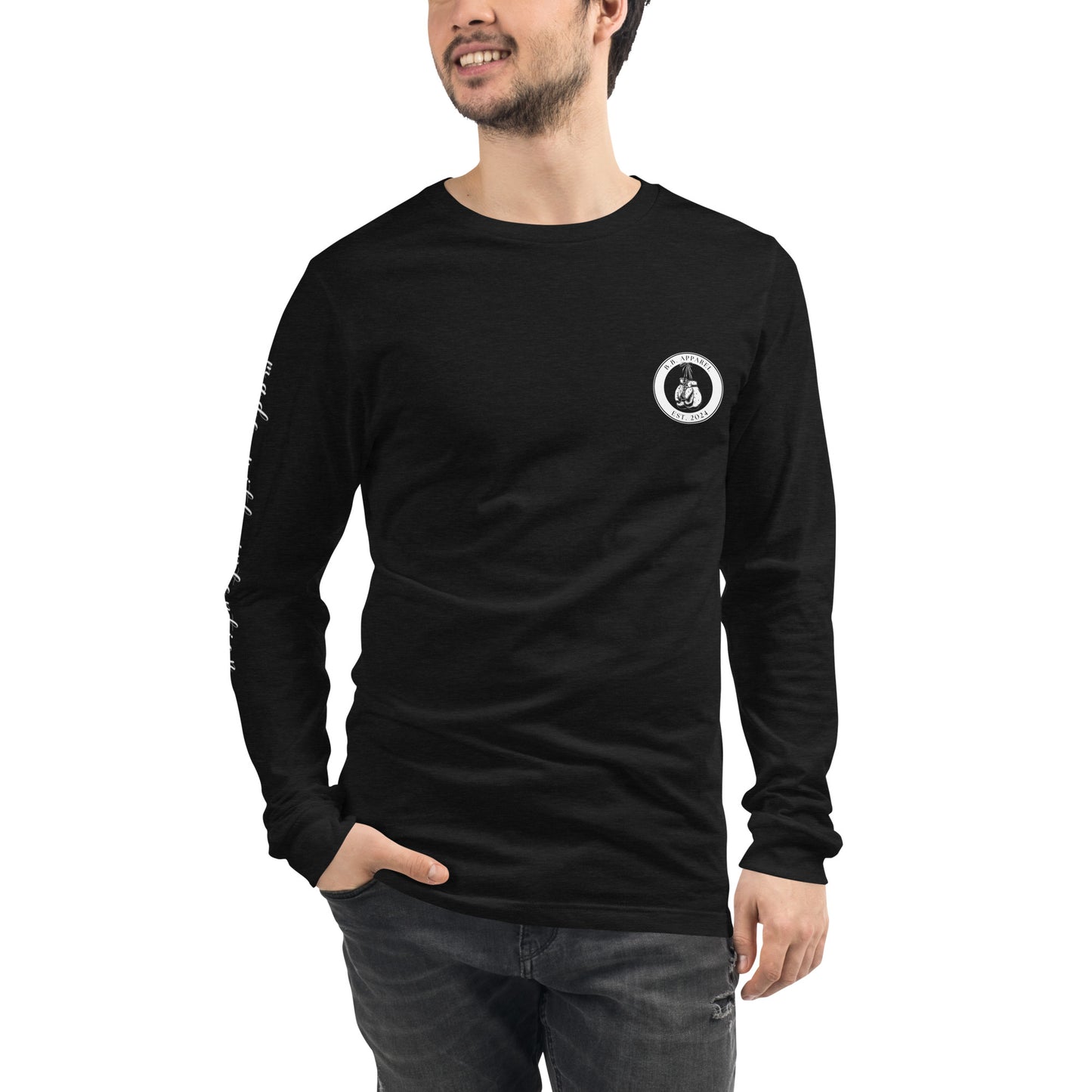 Boxer's Prayer, His, Unisex Long Sleeve Tee (with sleeve text)