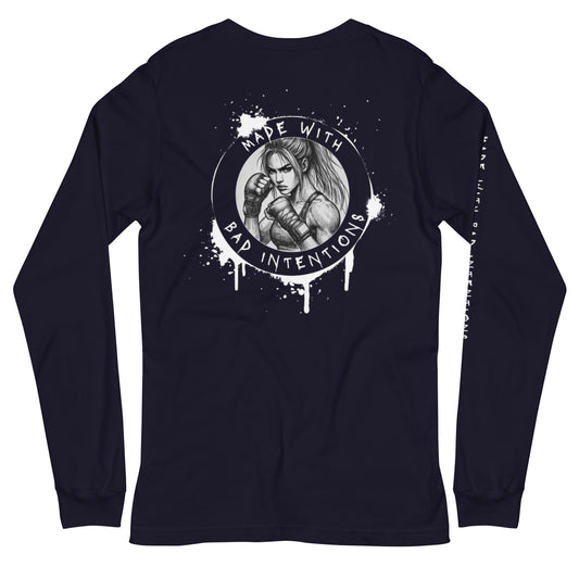 She's Tough, Unisex Long Sleeve Tee (with sleeve text)