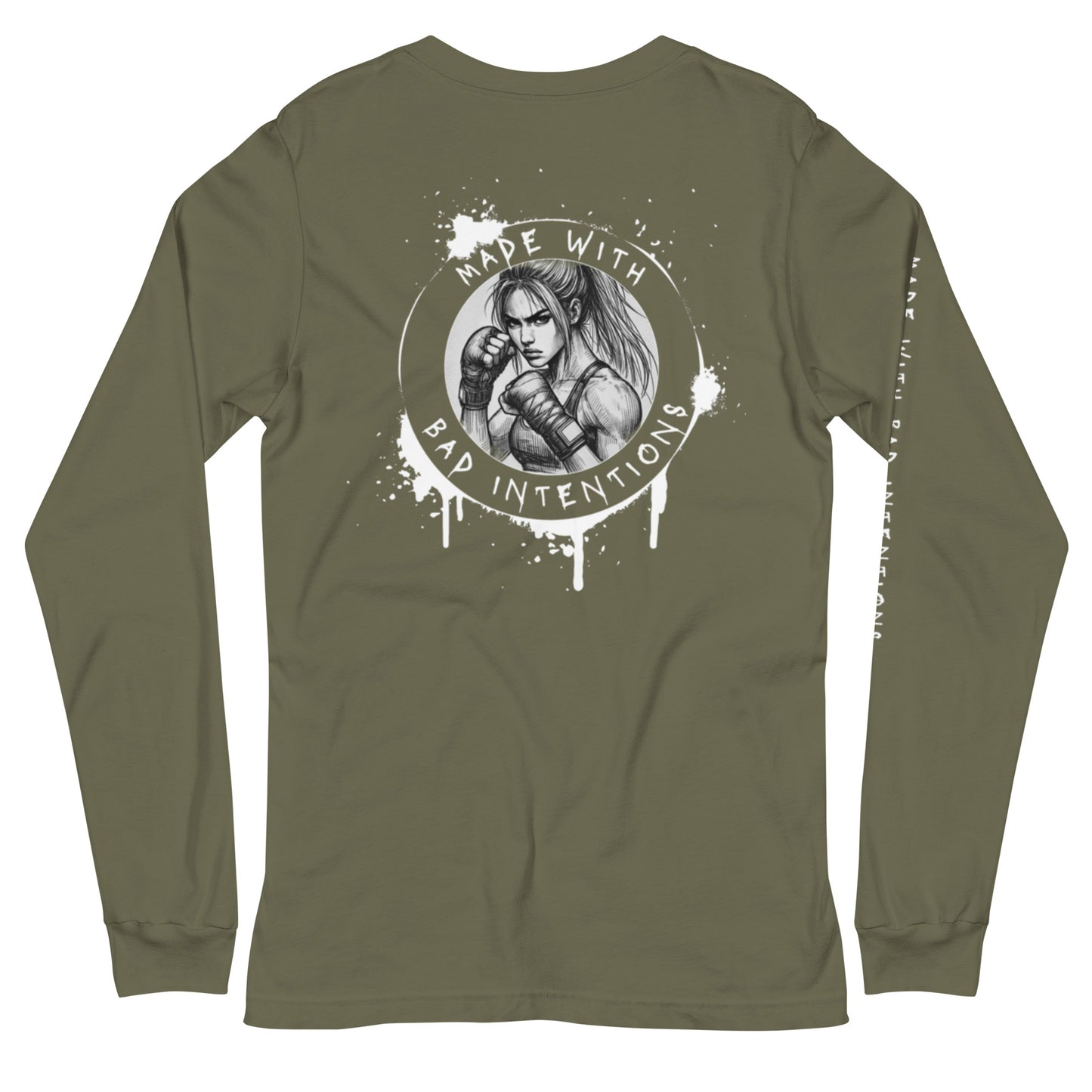 She's Tough, Unisex Long Sleeve Tee (with sleeve text)