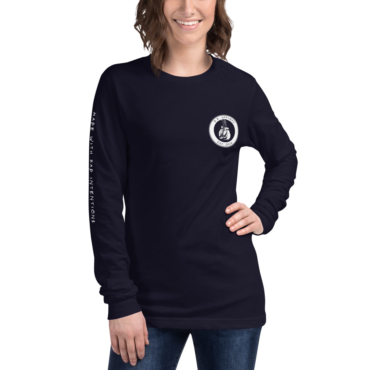 She's Tough, Unisex Long Sleeve Tee (with sleeve text)